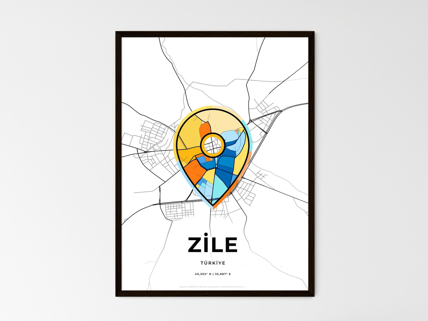 Zile Turkey wedding art map with pointer icon