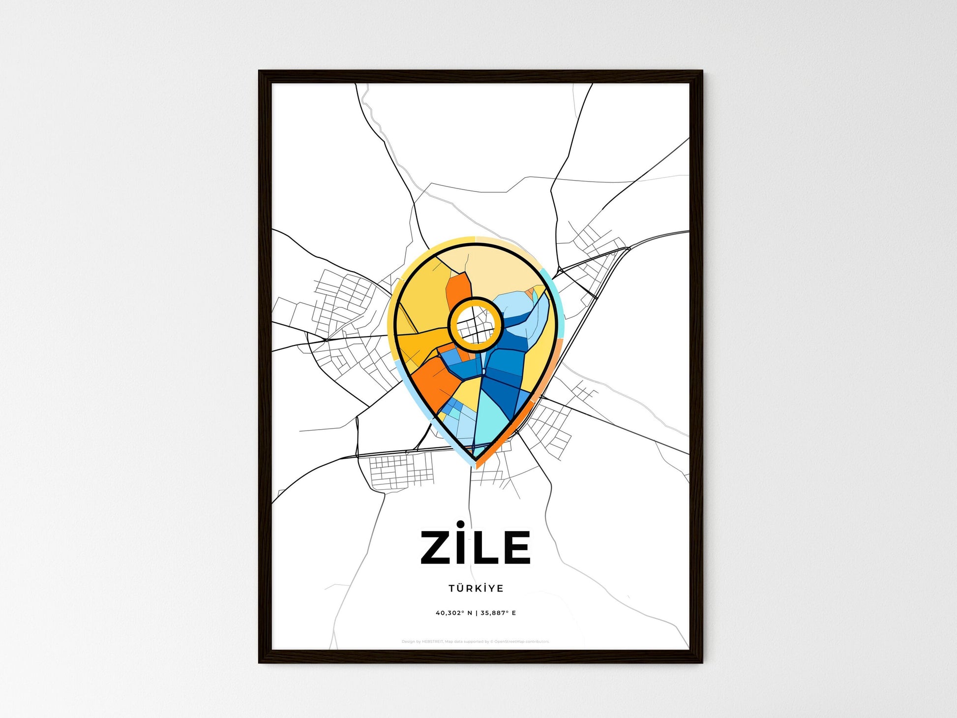 Zile Turkey wedding art map with pointer icon