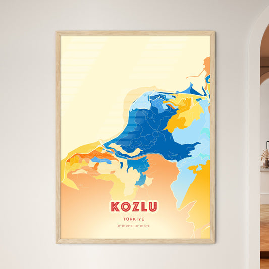 Colorful KOZLU TURKEY Fine Art Map Blue Orange