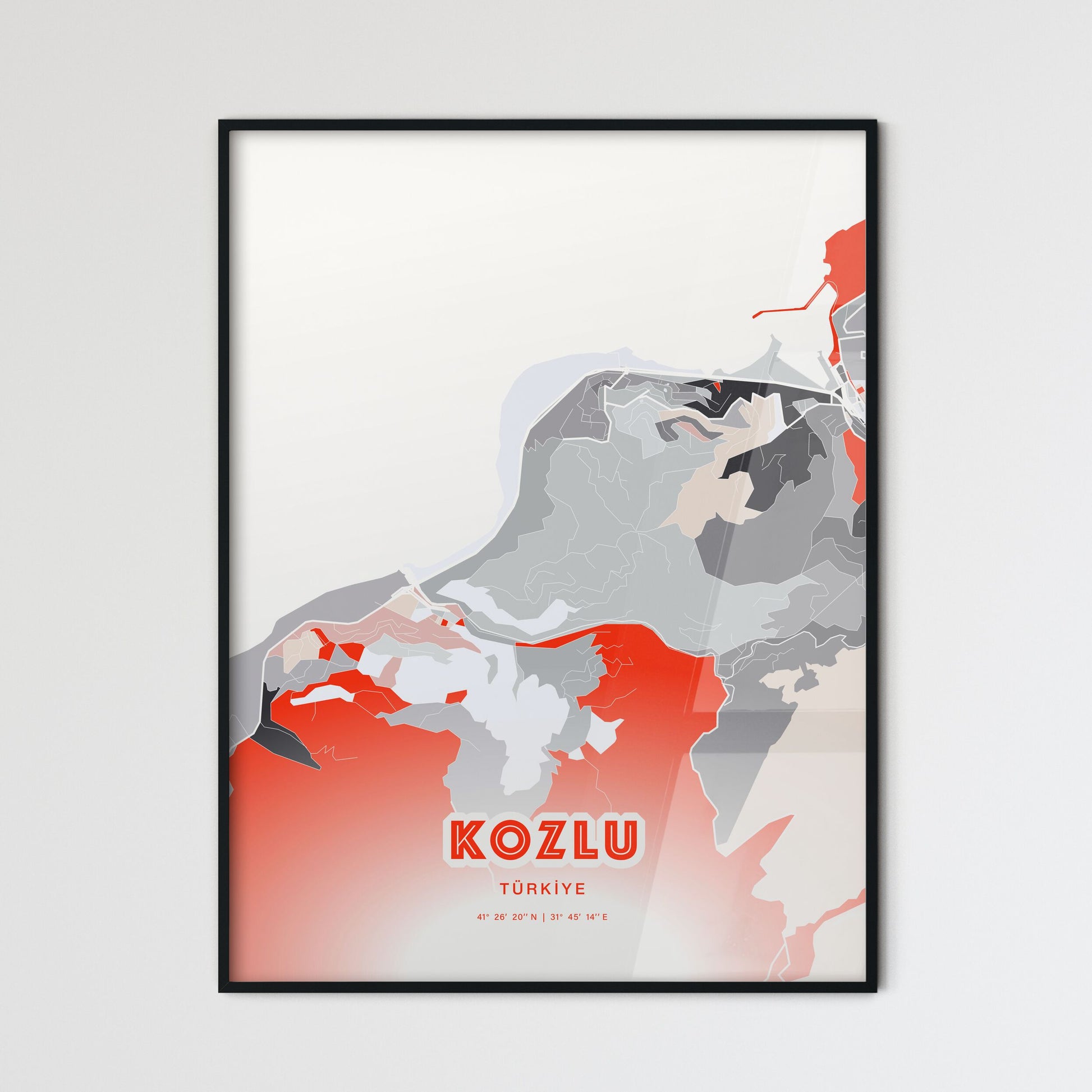 Colorful KOZLU TURKEY Fine Art Map Modern