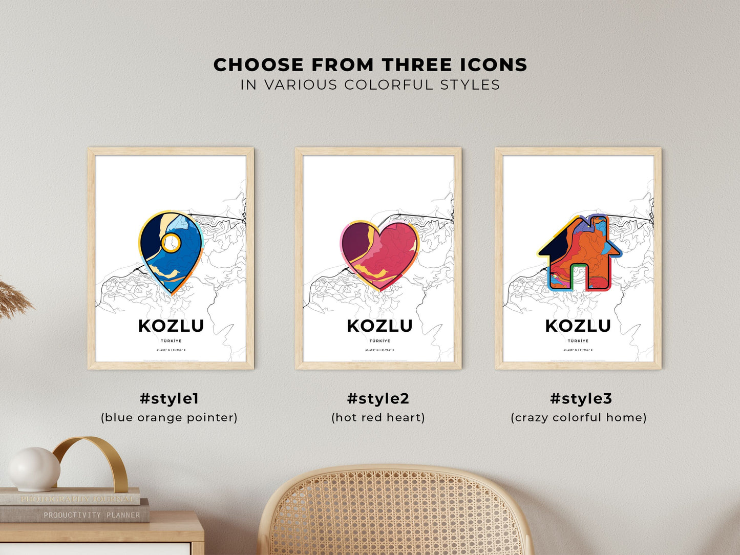 Kozlu Turkey maps with colorful icons