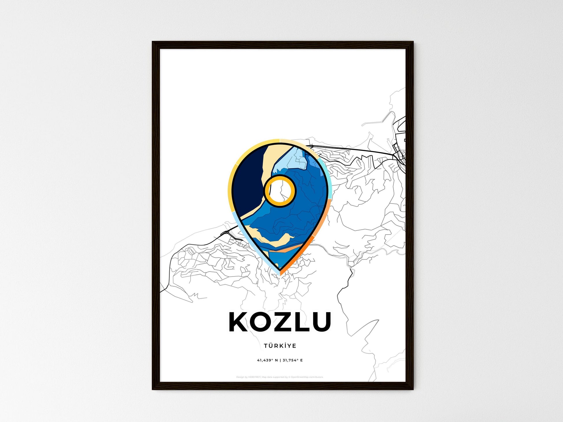 Kozlu Turkey wedding art map with pointer icon