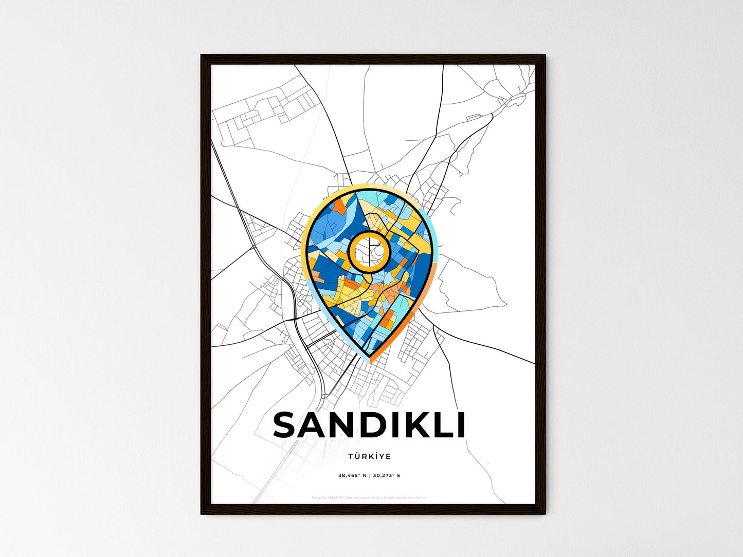 Sandikli Turkey wedding art map with pointer icon