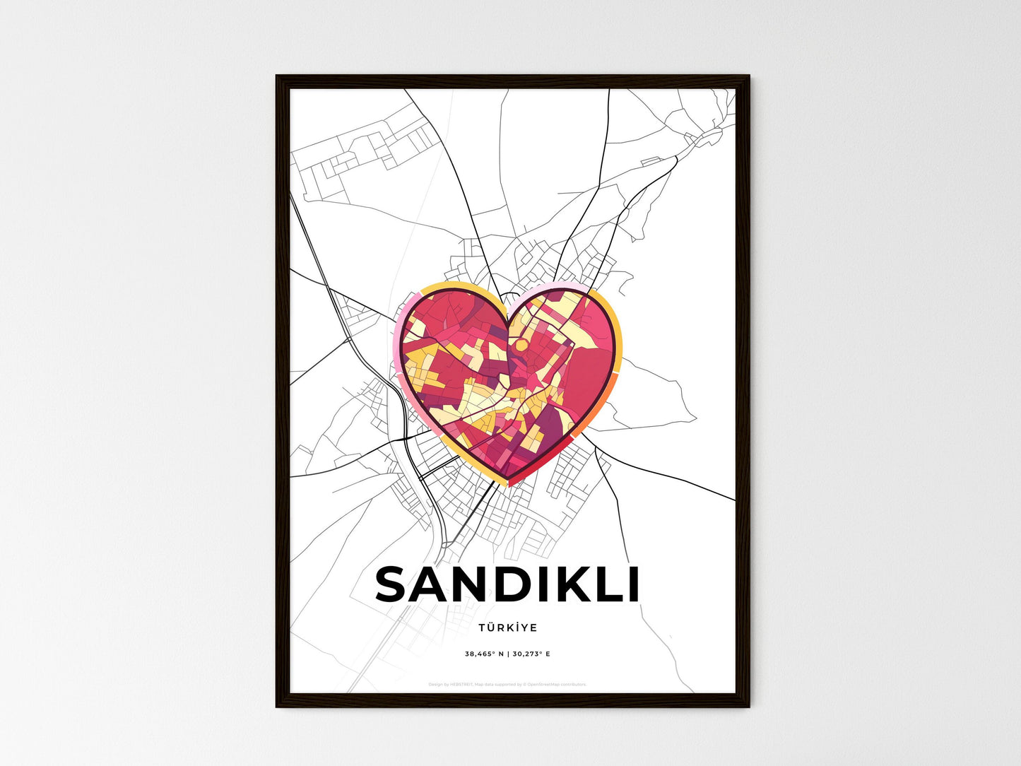 Sandikli Turkey wedding art map with heart icon