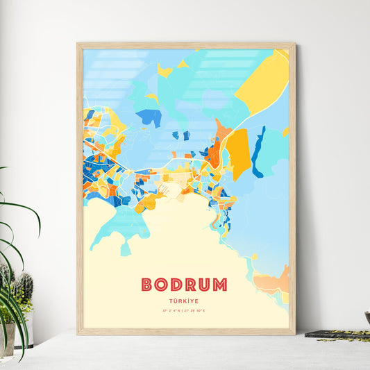 Colorful BODRUM TURKEY Fine Art Map Blue Orange