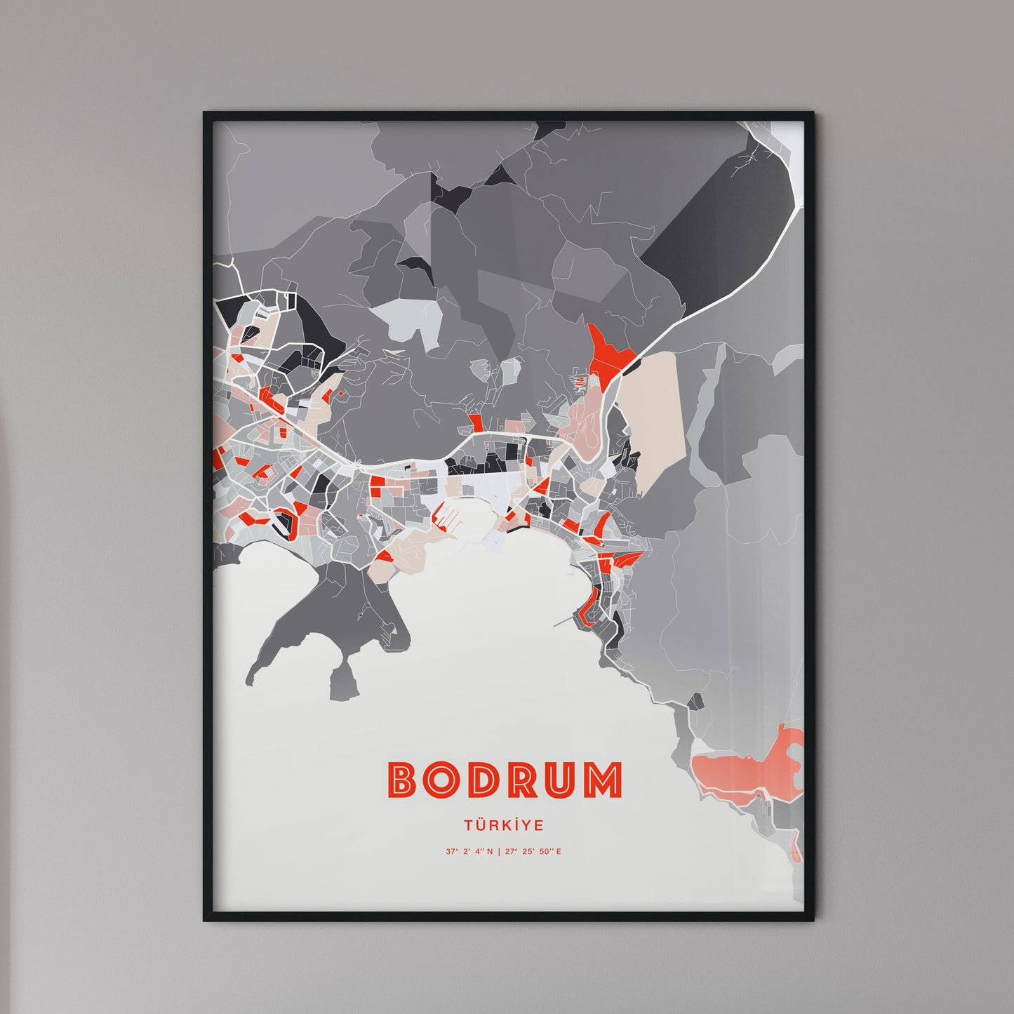 Colorful BODRUM TURKEY Fine Art Map Modern