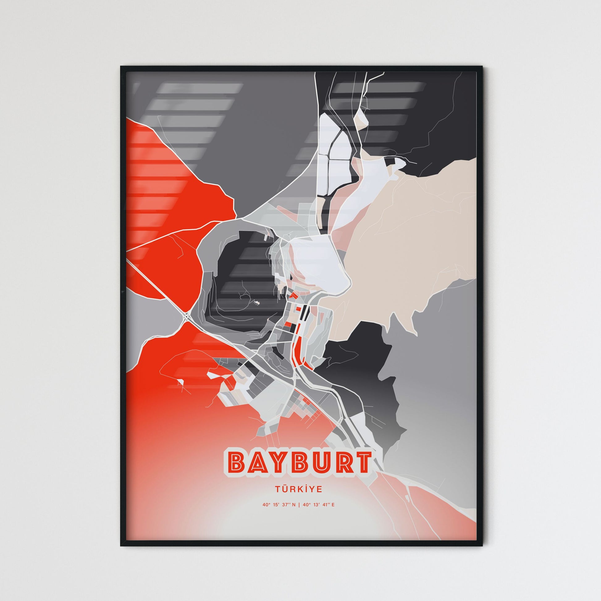 Colorful BAYBURT TURKEY Fine Art Map Modern