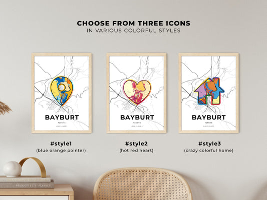Bayburt Turkey maps with colorful icons