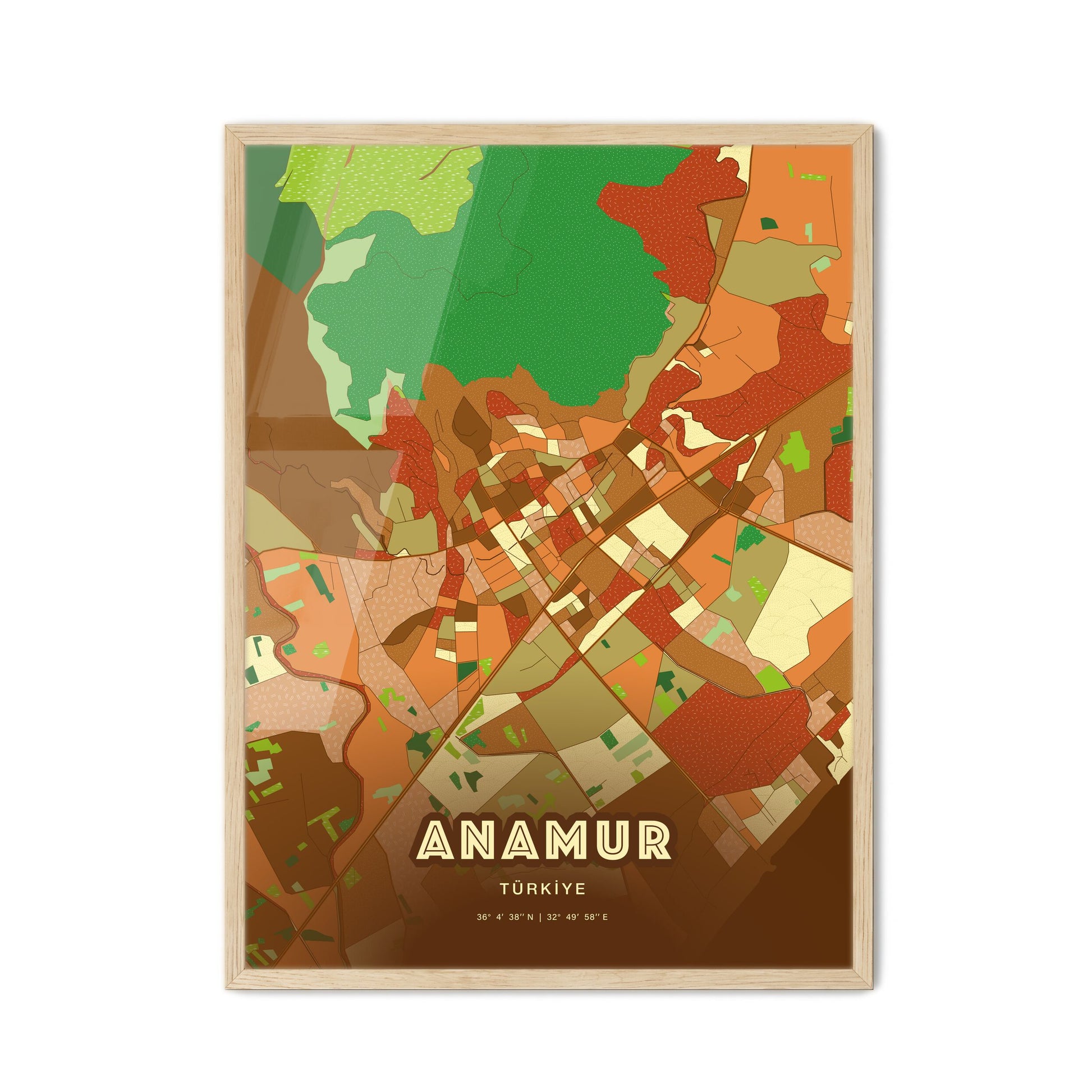 Colorful ANAMUR TURKEY Fine Art Map Farmhouse