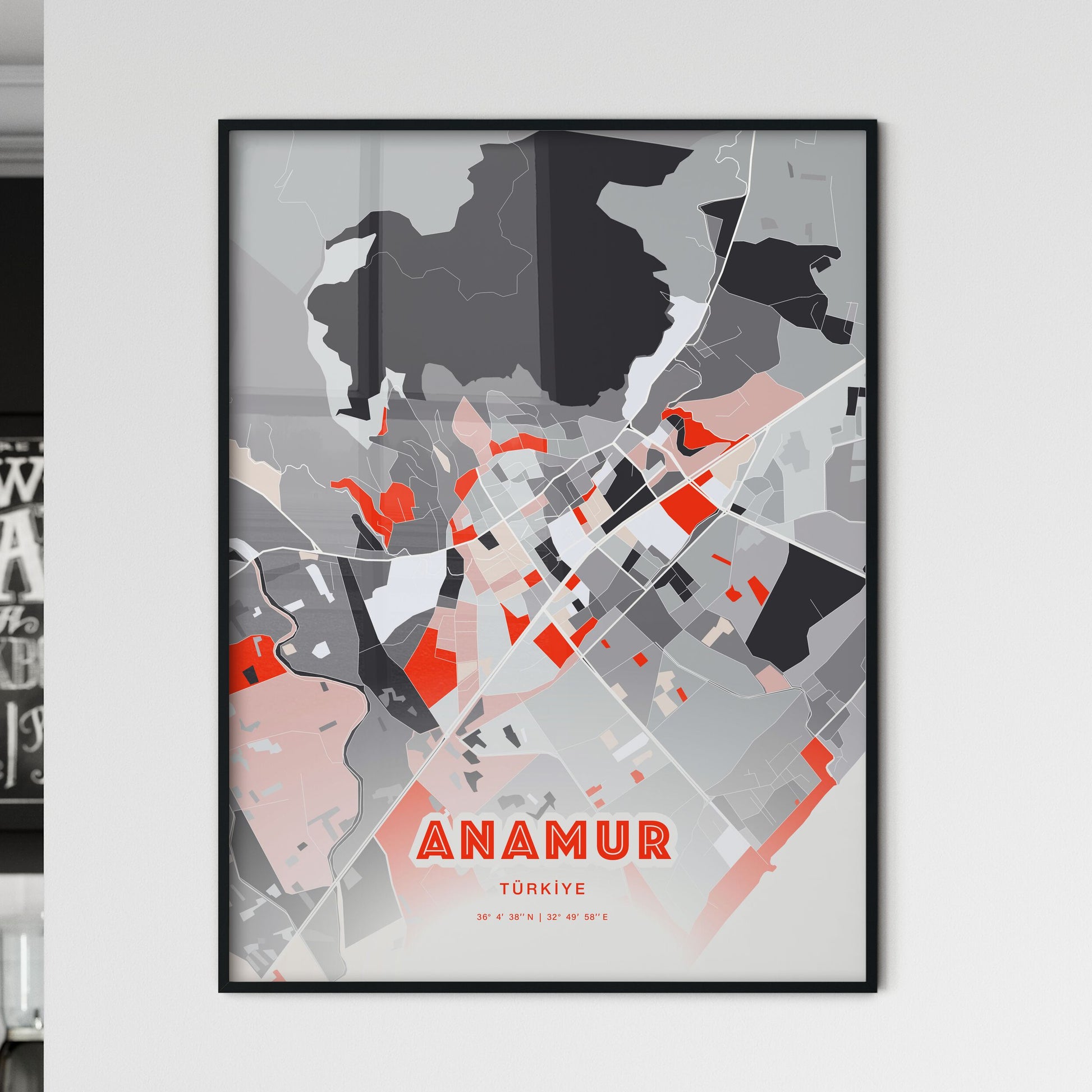 Colorful ANAMUR TURKEY Fine Art Map Modern