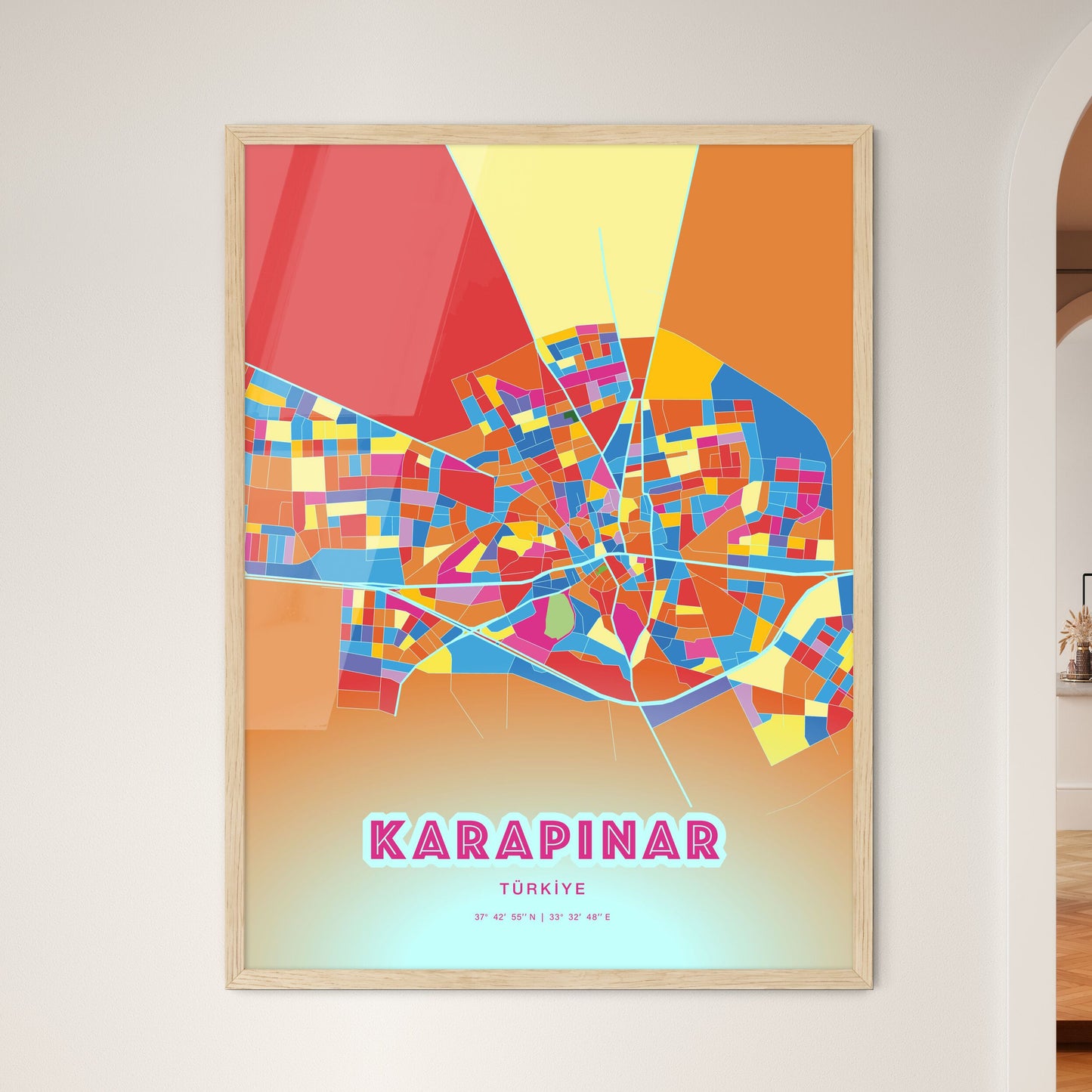 Colorful KARAPINAR TURKEY Fine Art Map Crazy Colors