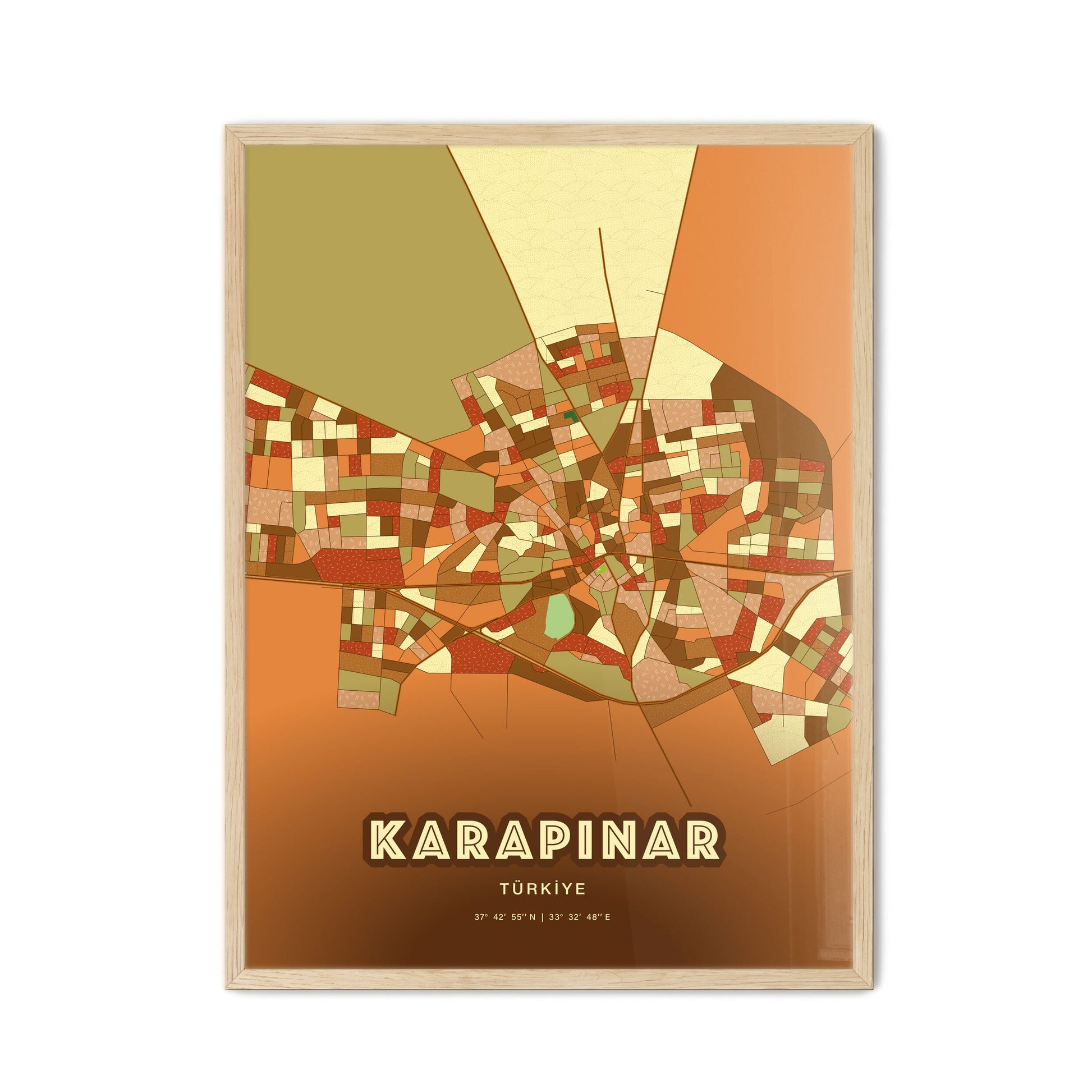 Colorful KARAPINAR TURKEY Fine Art Map Farmhouse