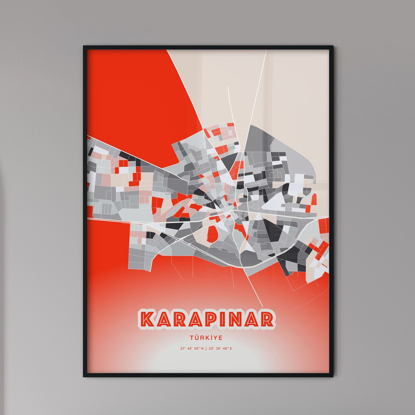 Colorful KARAPINAR TURKEY Fine Art Map Modern