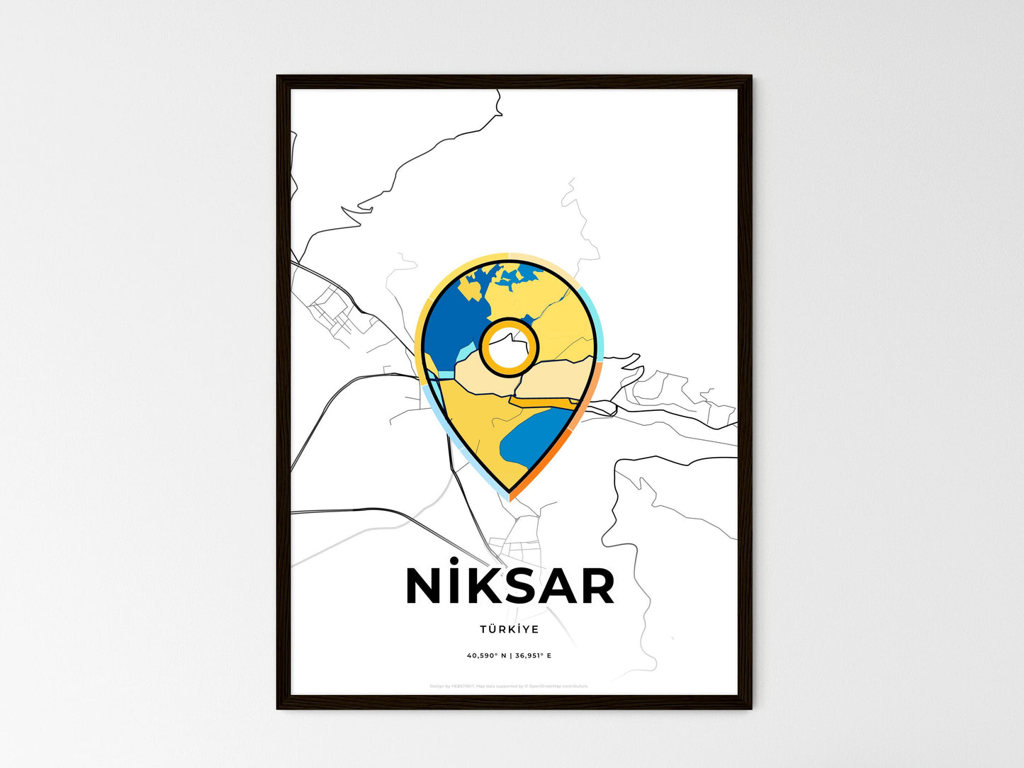 Niksar Turkey wedding art map with pointer icon