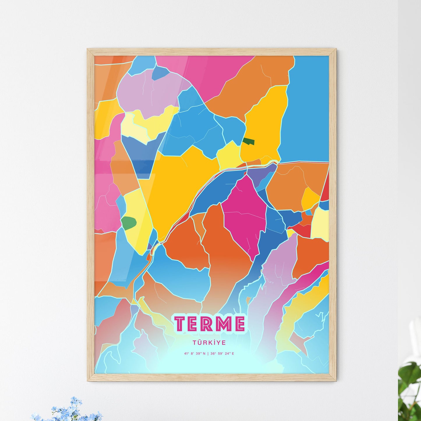 Colorful TERME TURKEY Fine Art Map Crazy Colors