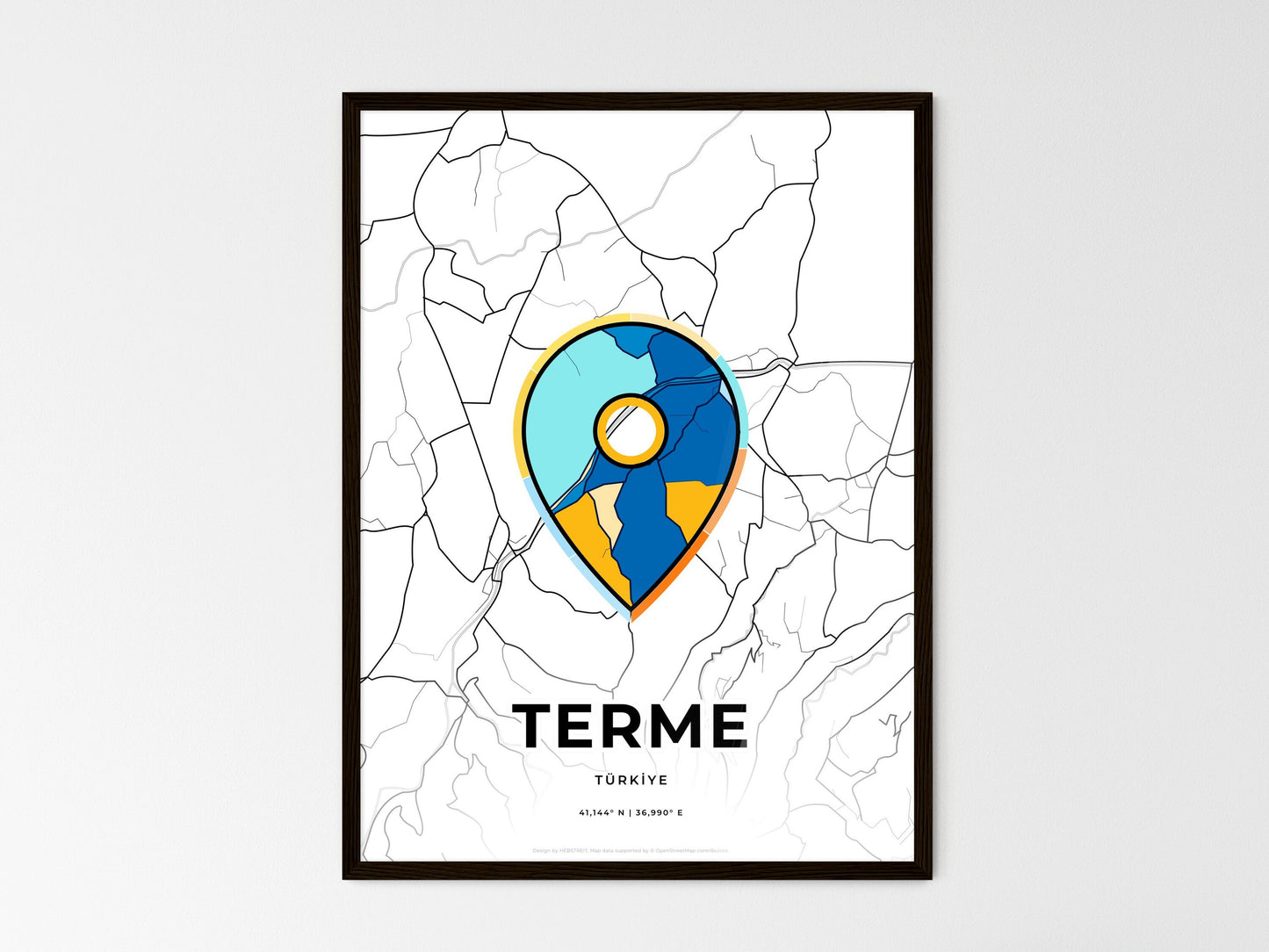 Terme Turkey wedding art map with pointer icon