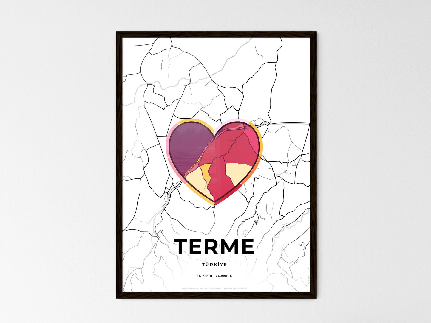 Terme Turkey wedding art map with heart icon