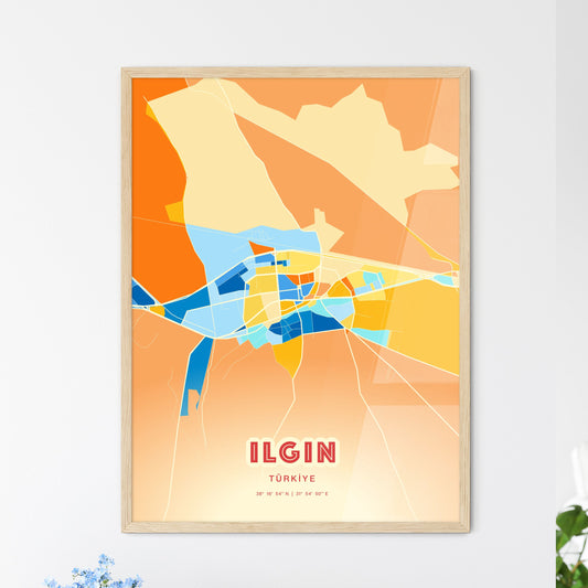 Colorful ILGIN TURKEY Fine Art Map Blue Orange