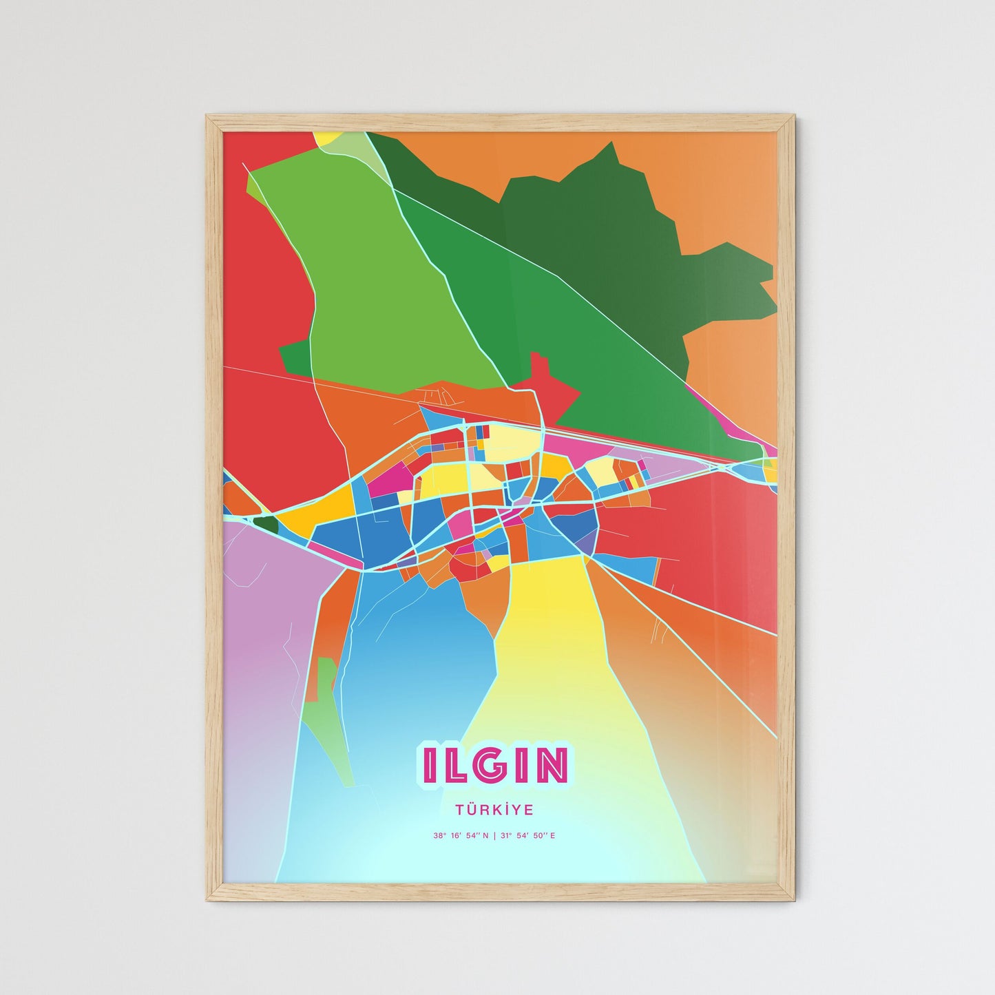 Colorful ILGIN TURKEY Fine Art Map Crazy Colors