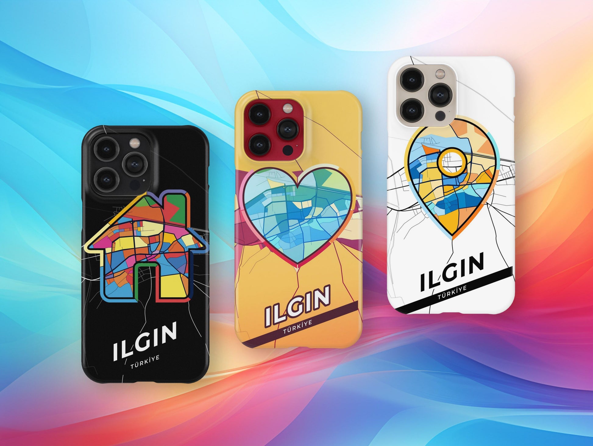 Ilgın Turkey slim phone case with colorful icon. Birthday, wedding or housewarming gift. Couple match cases.