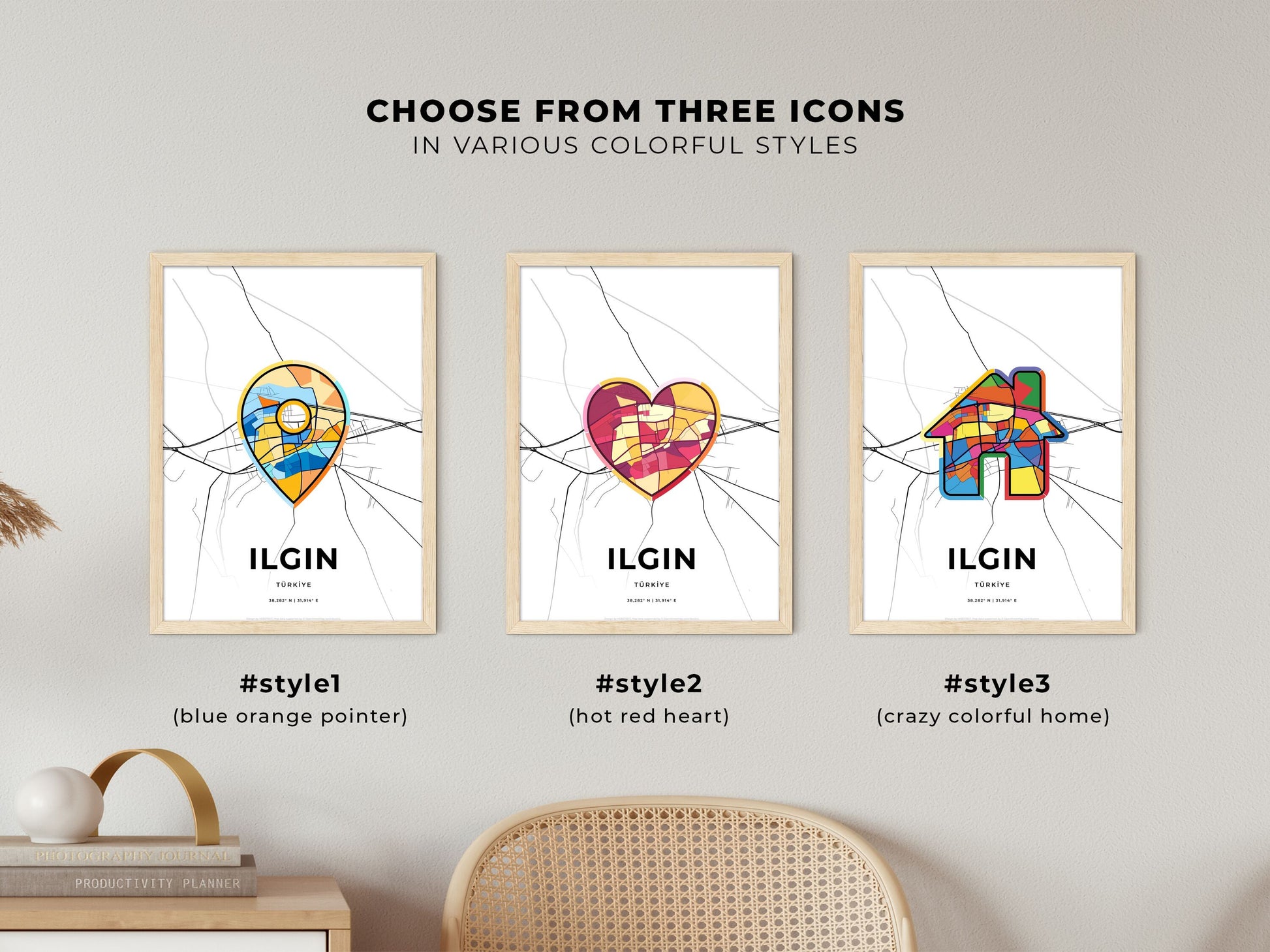 Ilgin Turkey maps with colorful icons