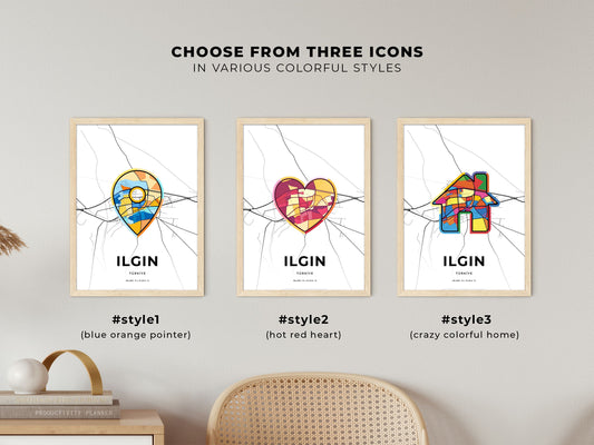 Ilgin Turkey maps with colorful icons