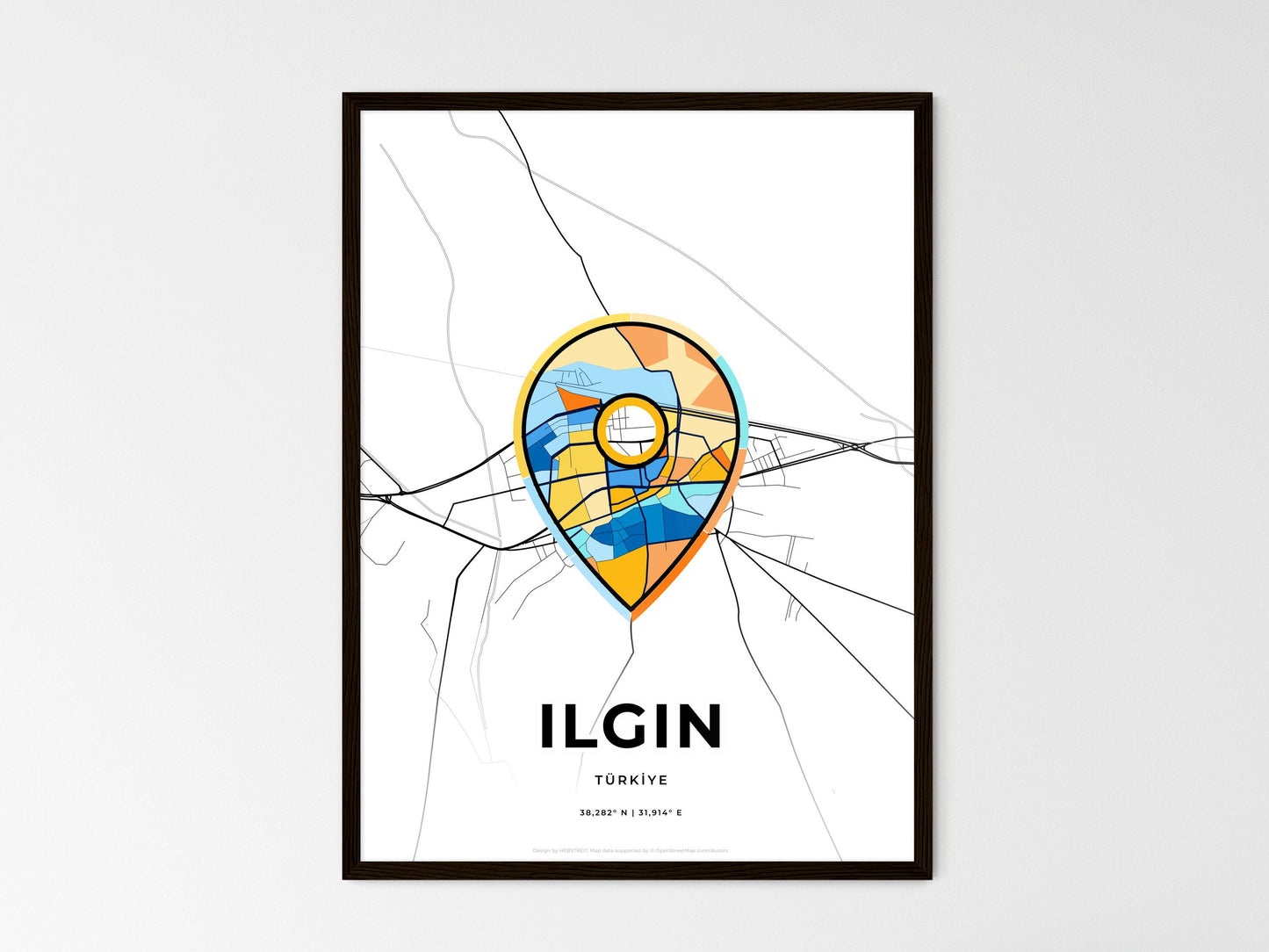 Ilgin Turkey wedding art map with pointer icon