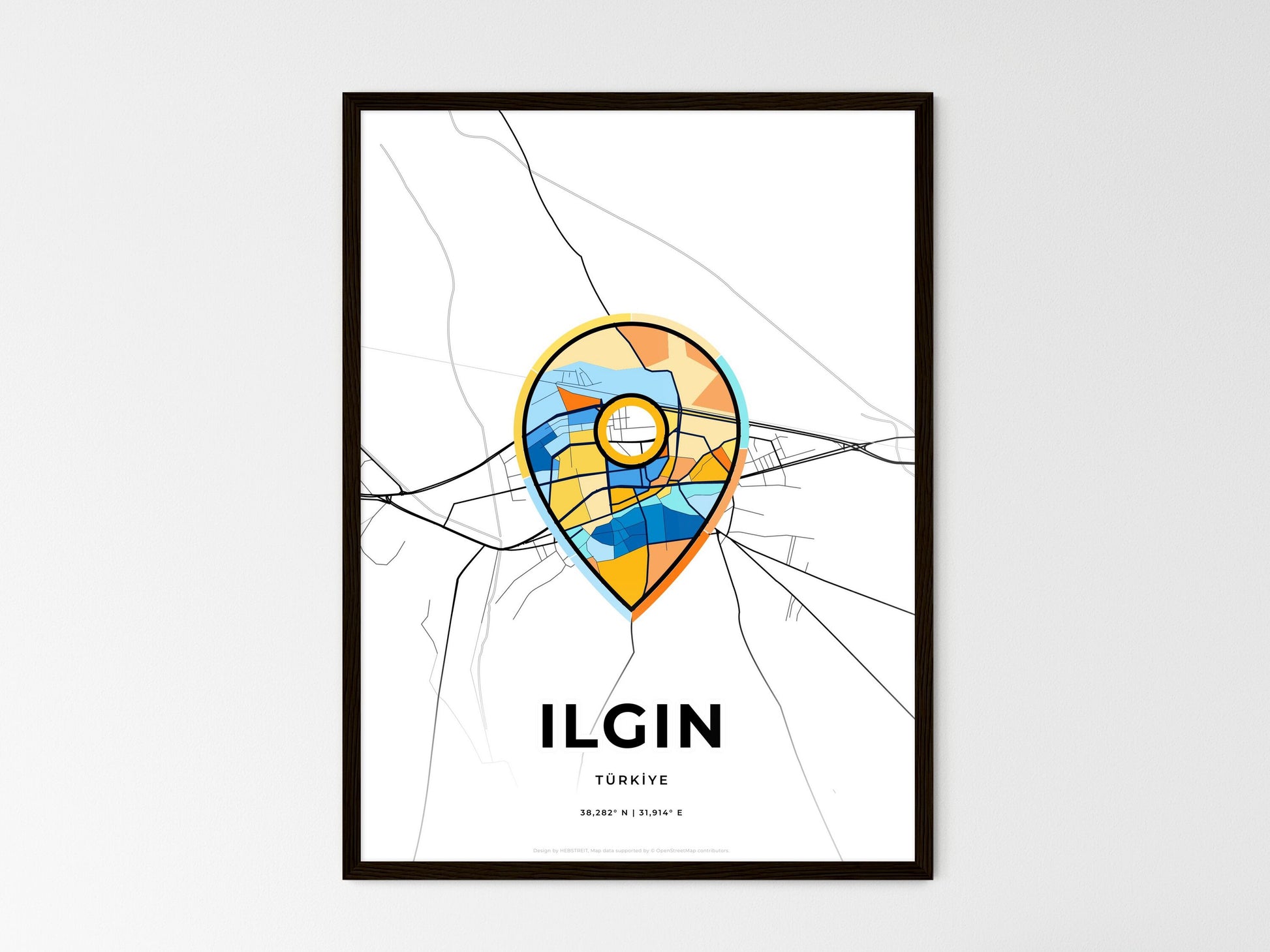 Ilgin Turkey wedding art map with pointer icon
