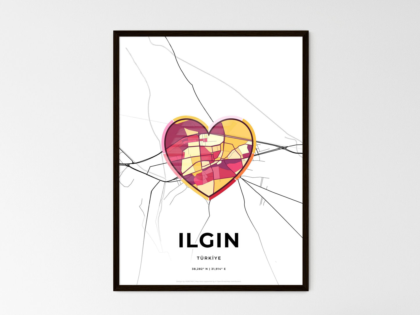 Ilgin Turkey wedding art map with heart icon