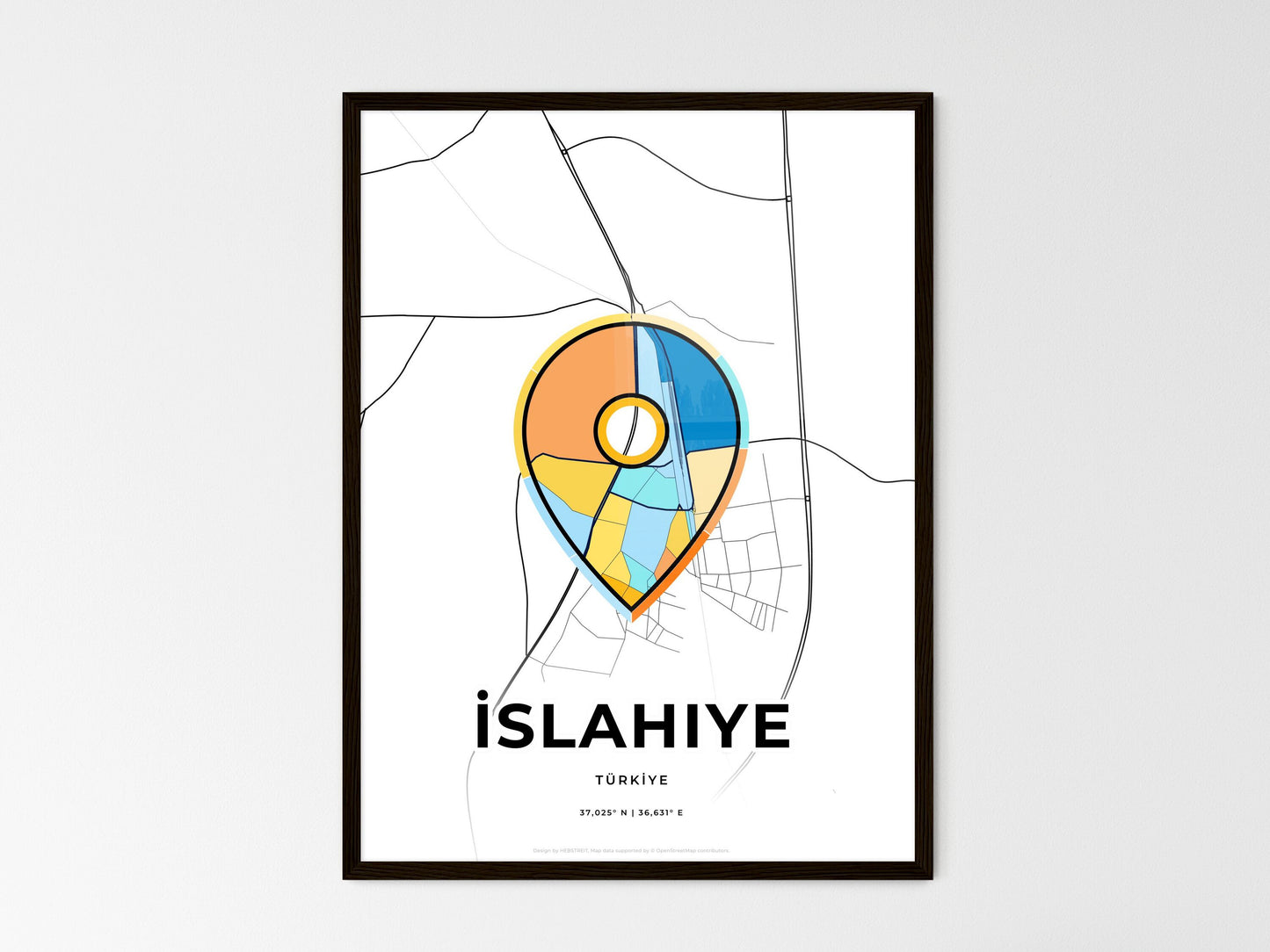 İslahiye Turkey wedding art map with pointer icon
