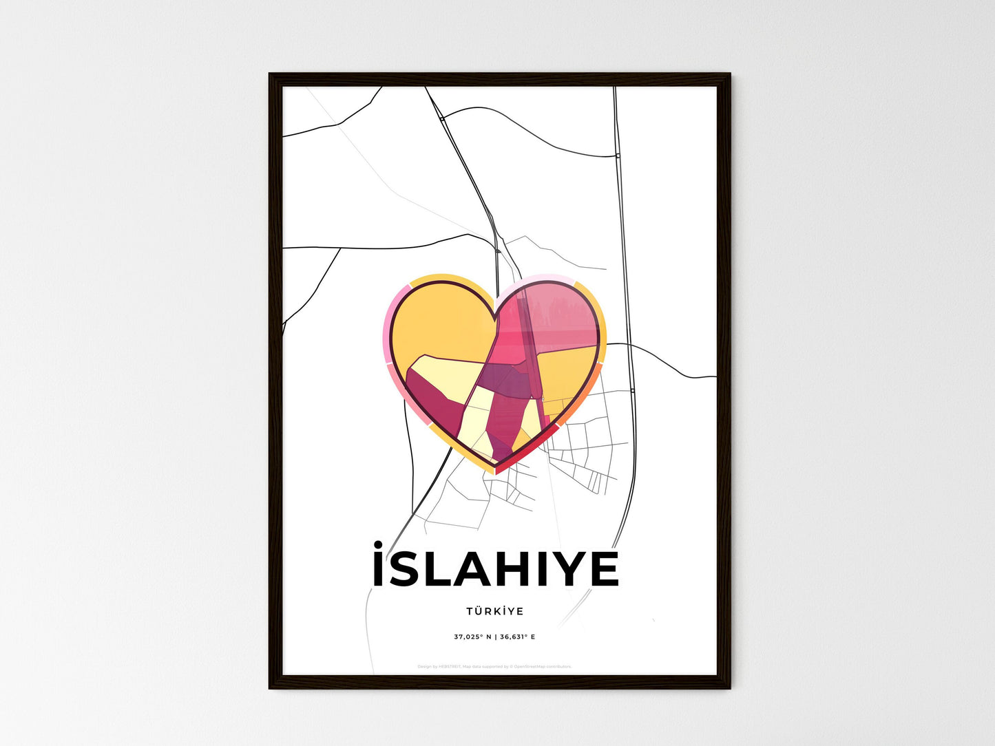 İslahiye Turkey wedding art map with heart icon