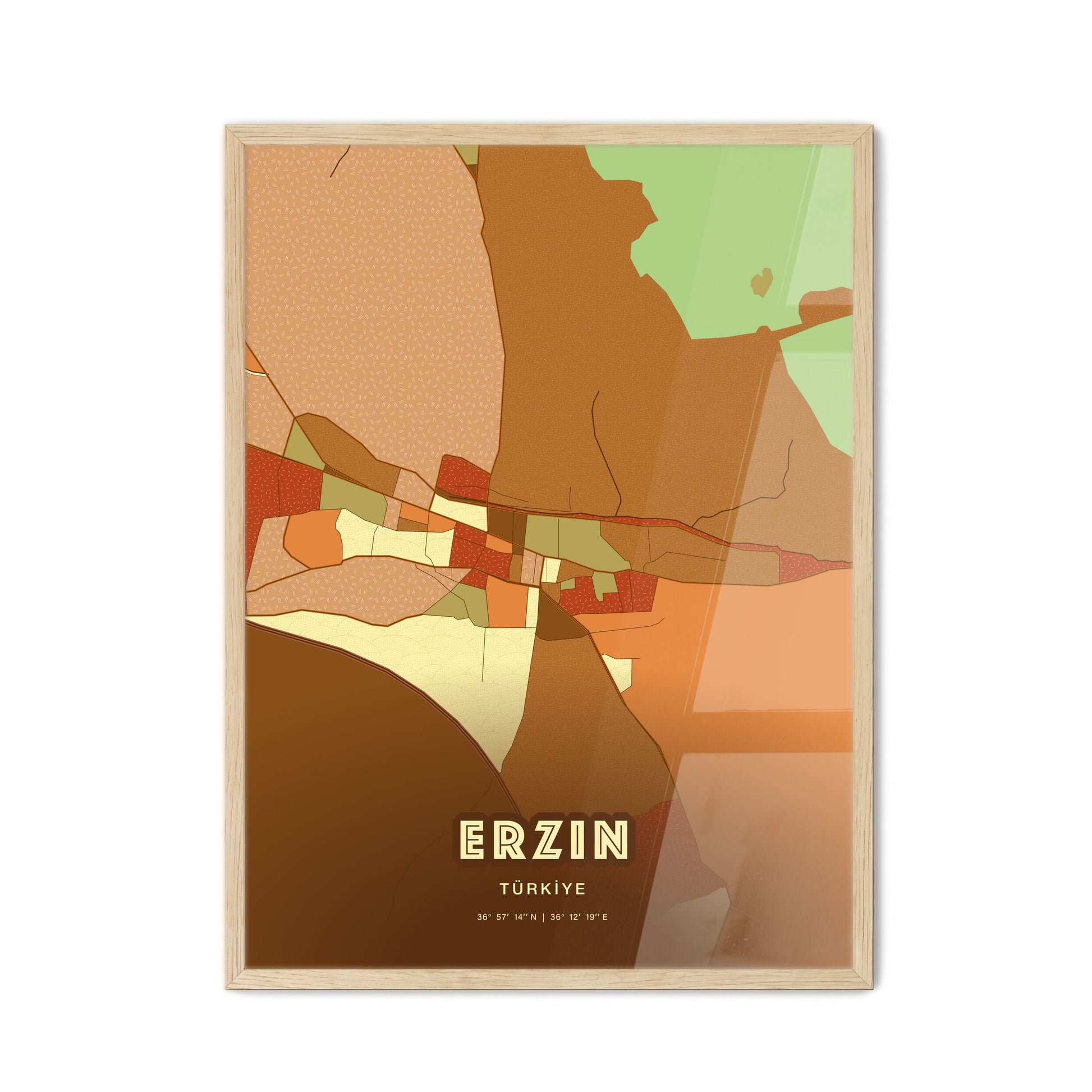 Colorful ERZIN TURKEY Fine Art Map Farmhouse