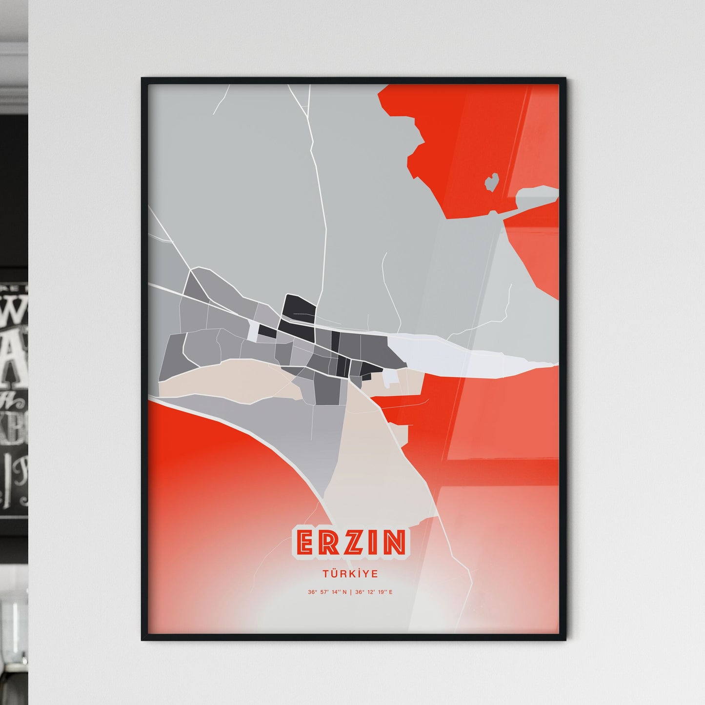 Colorful ERZIN TURKEY Fine Art Map Modern