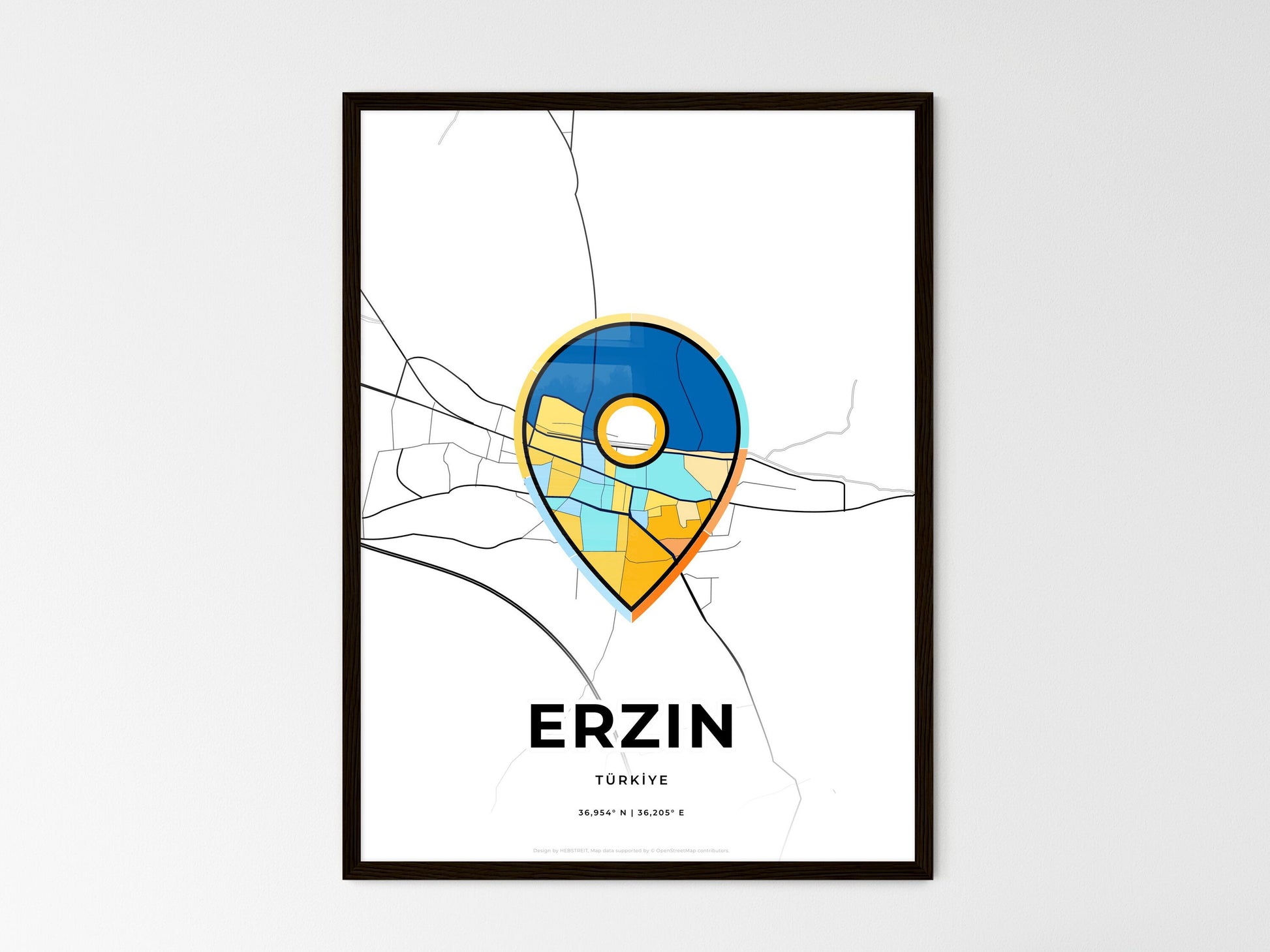 Erzin Turkey wedding art map with pointer icon