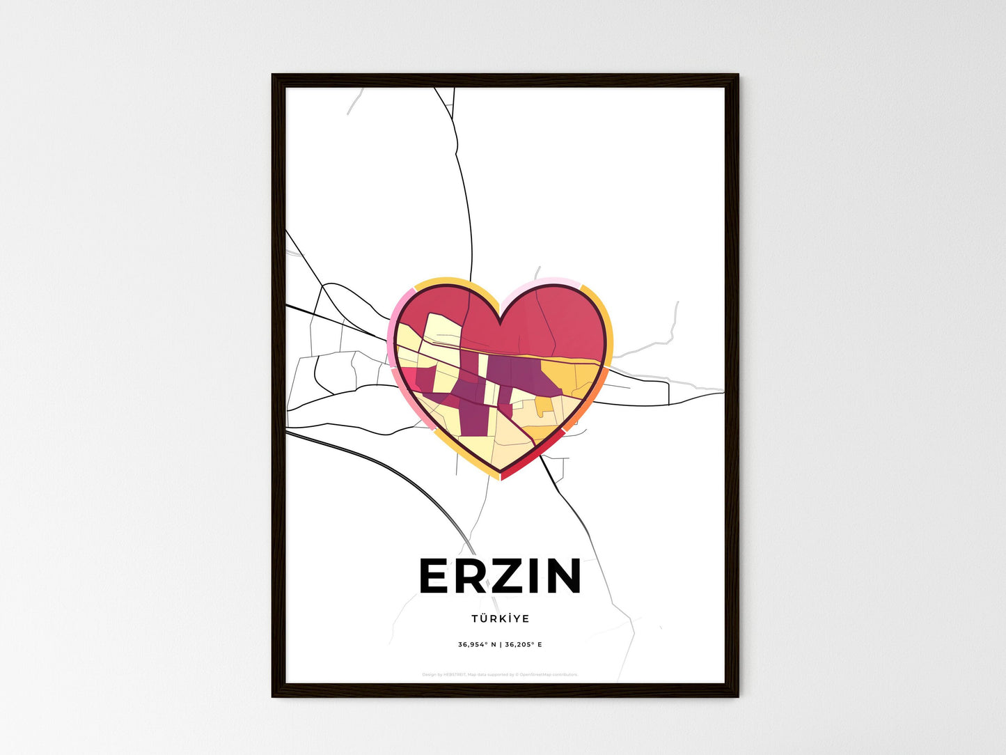 Erzin Turkey wedding art map with heart icon