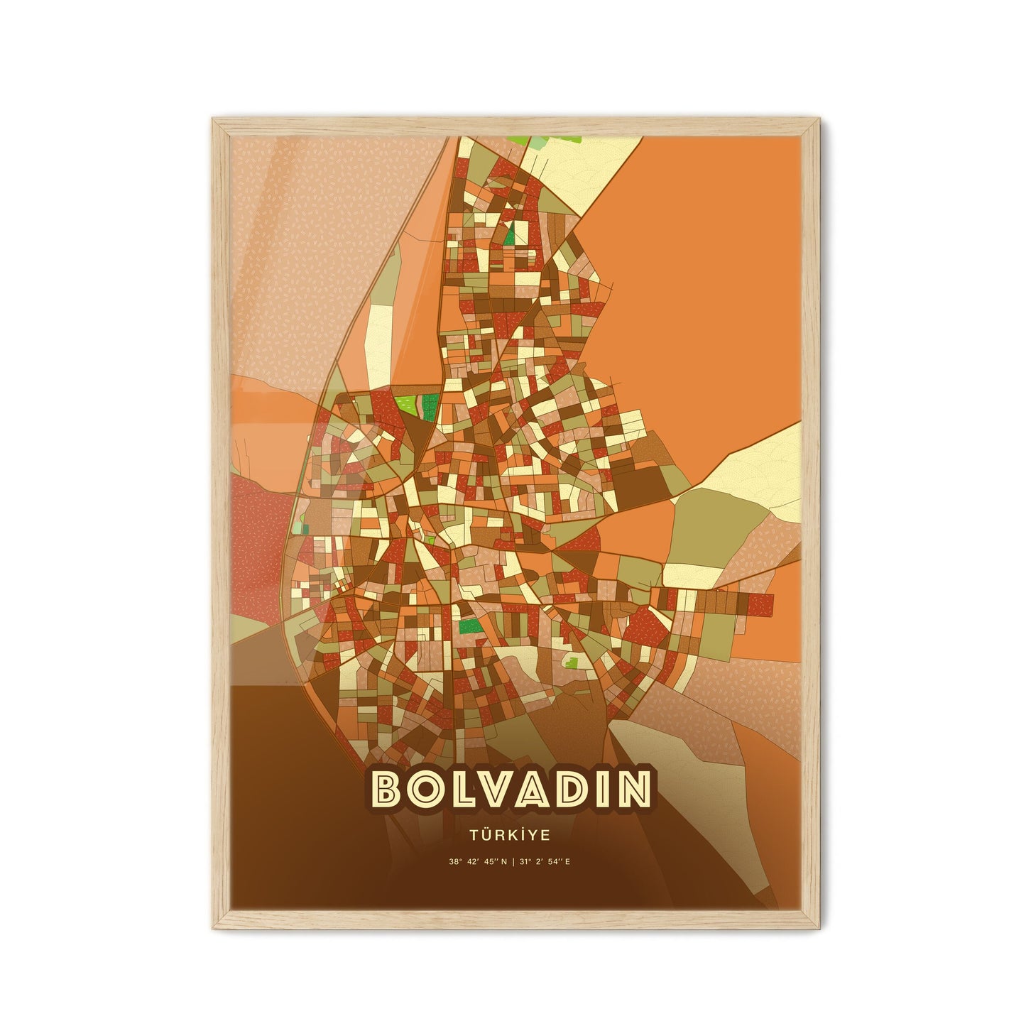 Colorful BOLVADIN TURKEY Fine Art Map Farmhouse