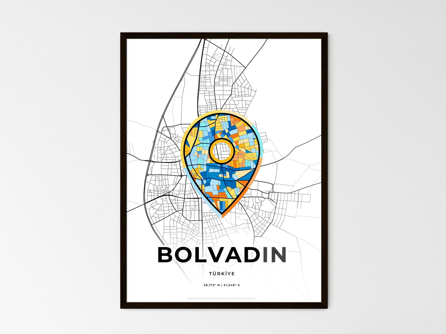 Bolvadin Turkey wedding art map with pointer icon