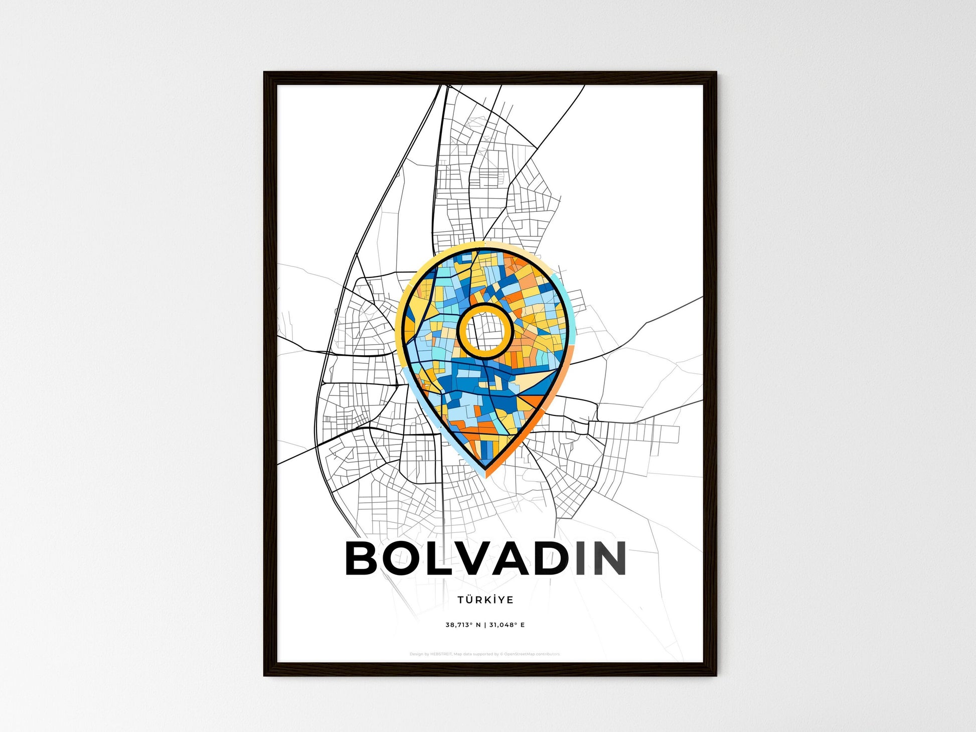 Bolvadin Turkey wedding art map with pointer icon