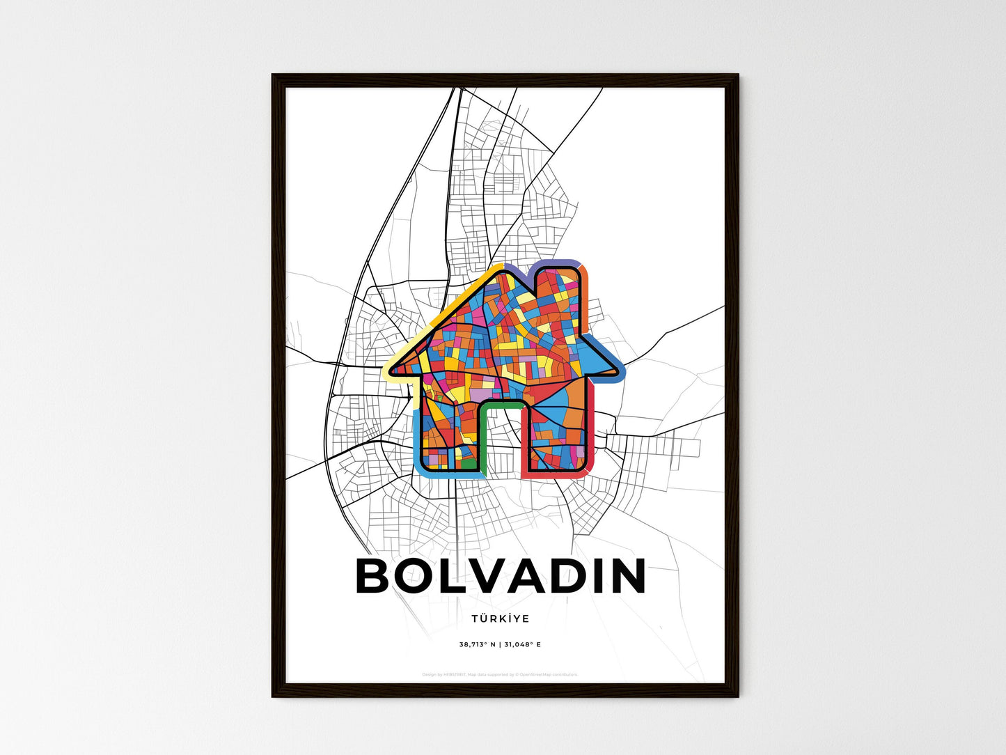 Bolvadin Turkey wedding art map with home icon