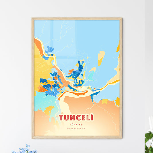 Colorful TUNCELI TURKEY Fine Art Map Blue Orange