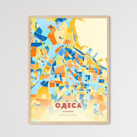 Colorful Odessa Ukraine Fine Art Map Blue Orange