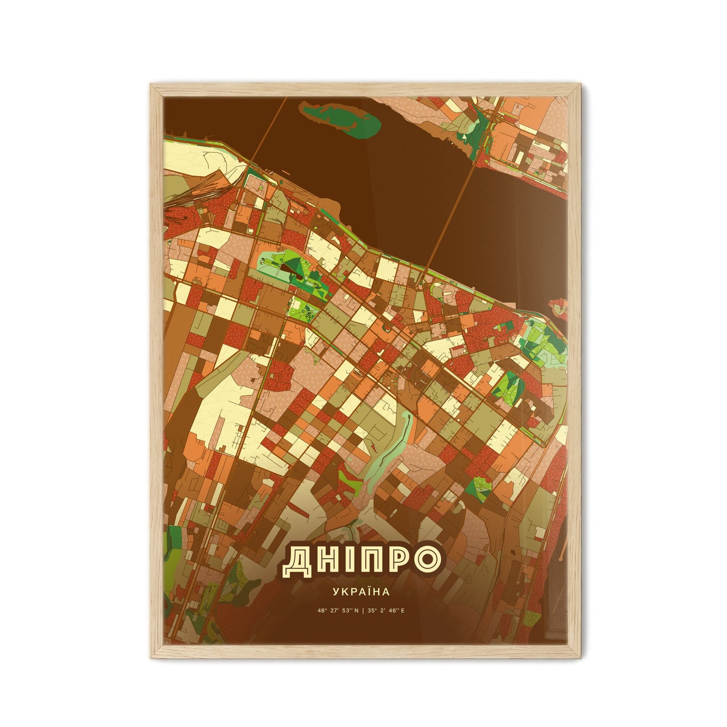 Colorful DNIPRO UKRAINE Fine Art Map Farmhouse