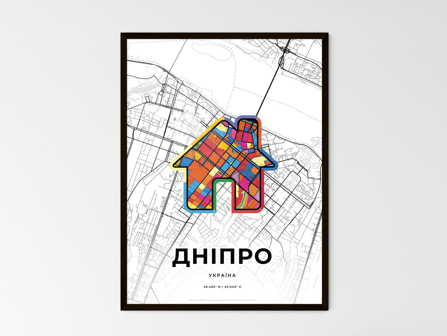 Dnipro Ukraine wedding art map with home icon