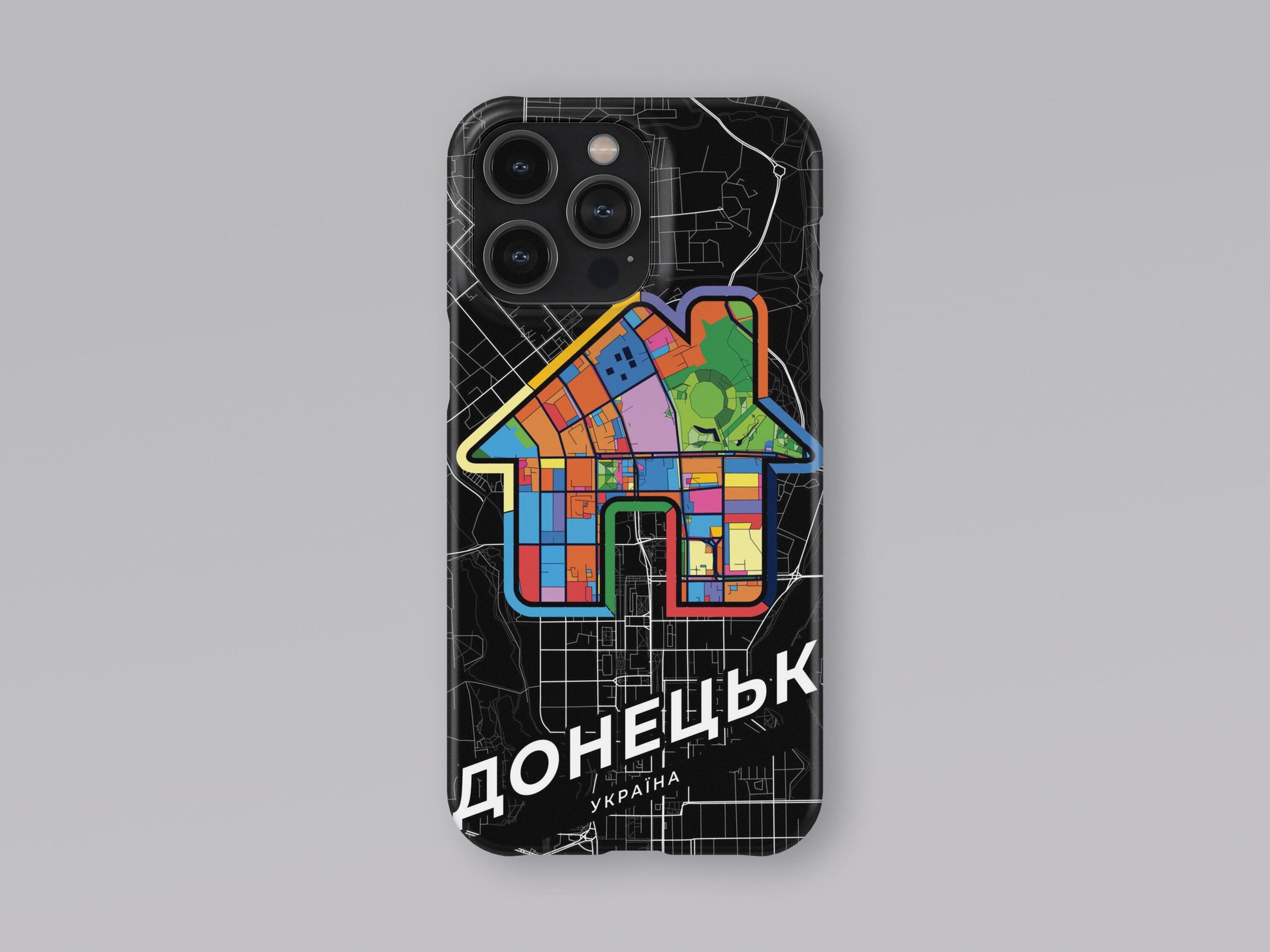 Donetsk Ukraine slim phone case with colorful icon. Birthday, wedding or housewarming gift. Couple match cases. 3
