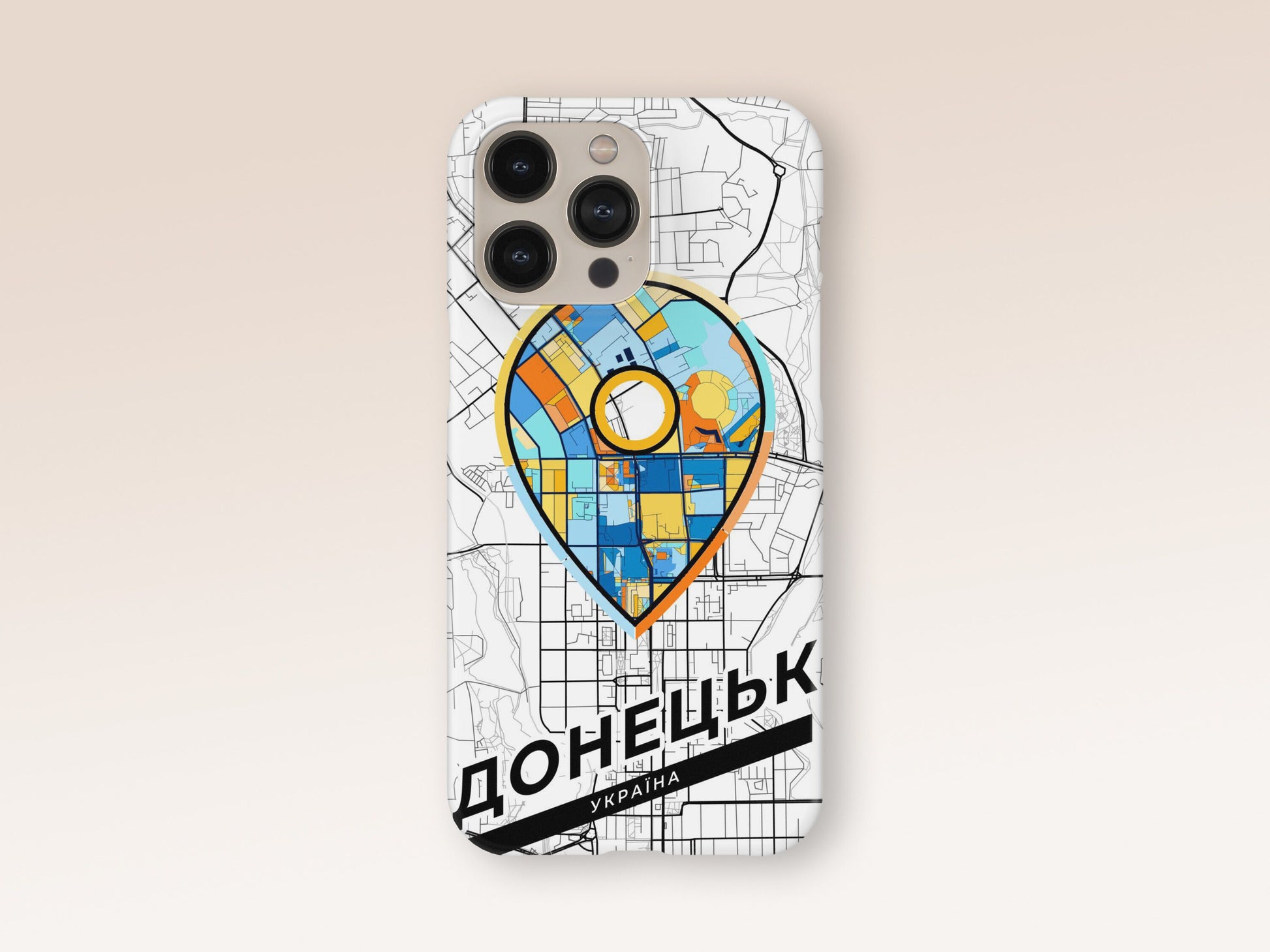 Donetsk Ukraine slim phone case with colorful icon. Birthday, wedding or housewarming gift. Couple match cases. 1