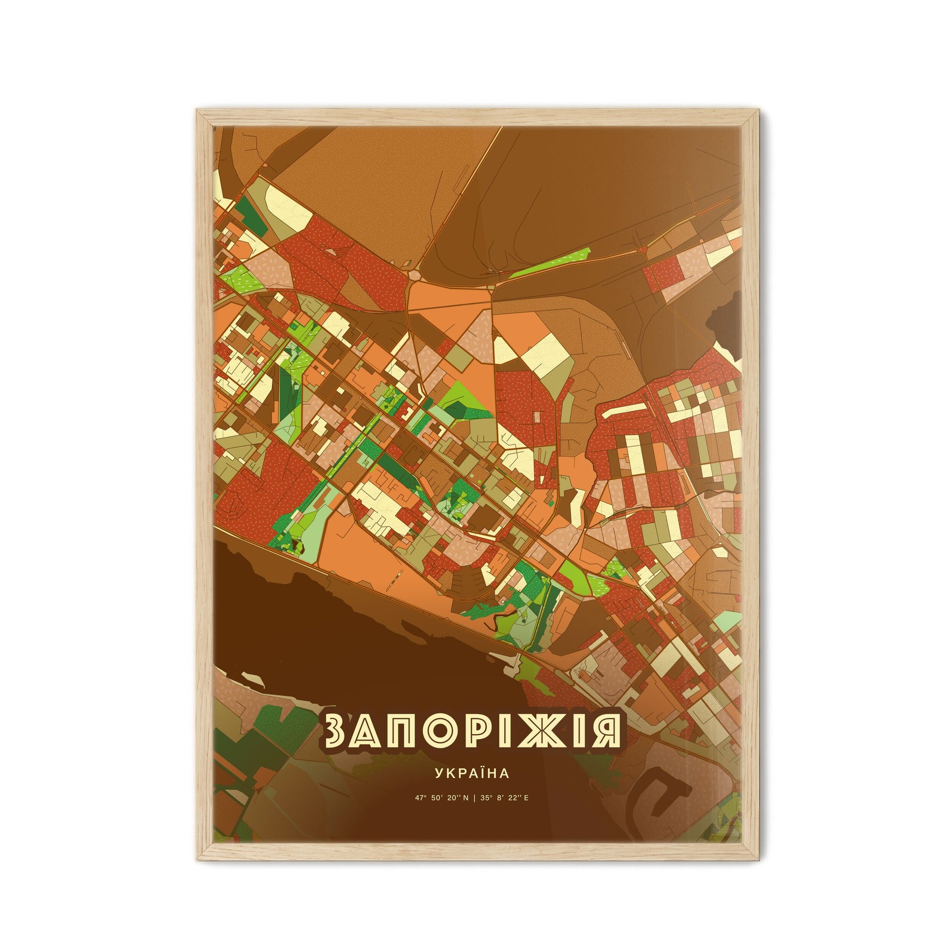 Colorful ZAPORIZHIA UKRAINE Fine Art Map Farmhouse