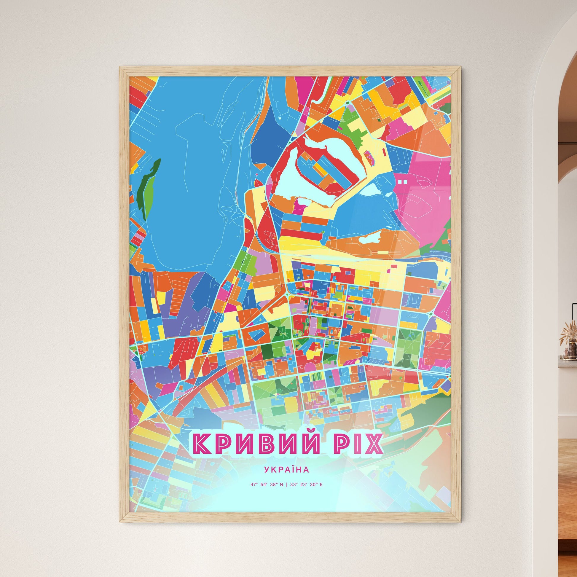 Colorful KRYVYI RIH UKRAINE Fine Art Map Crazy Colors