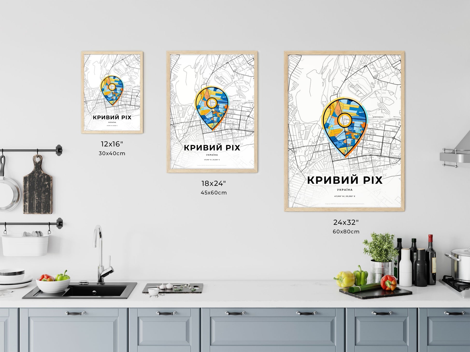 Kryvyi Rih Ukraine art map size chart