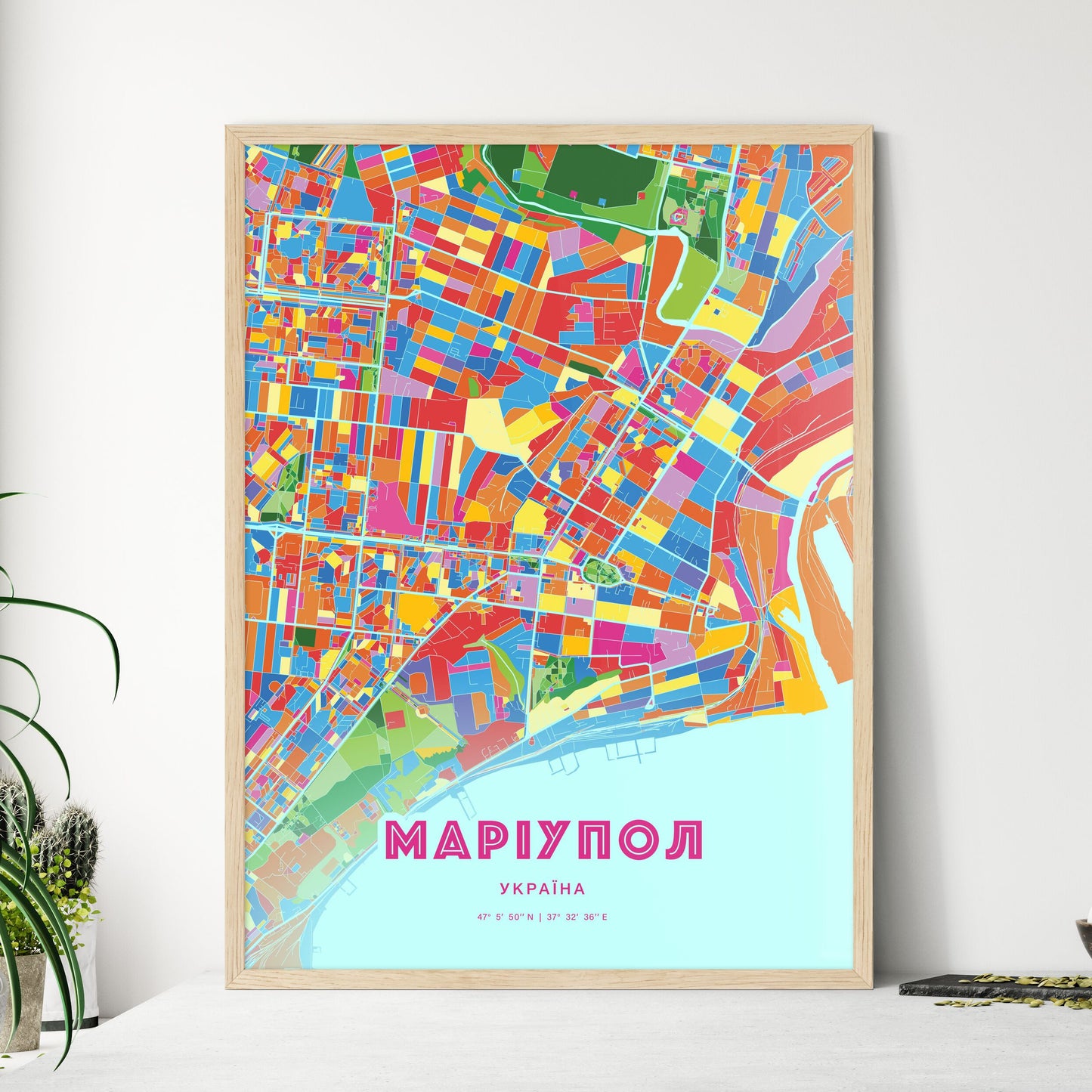 Colorful MARIUPOL UKRAINE Fine Art Map Crazy Colors