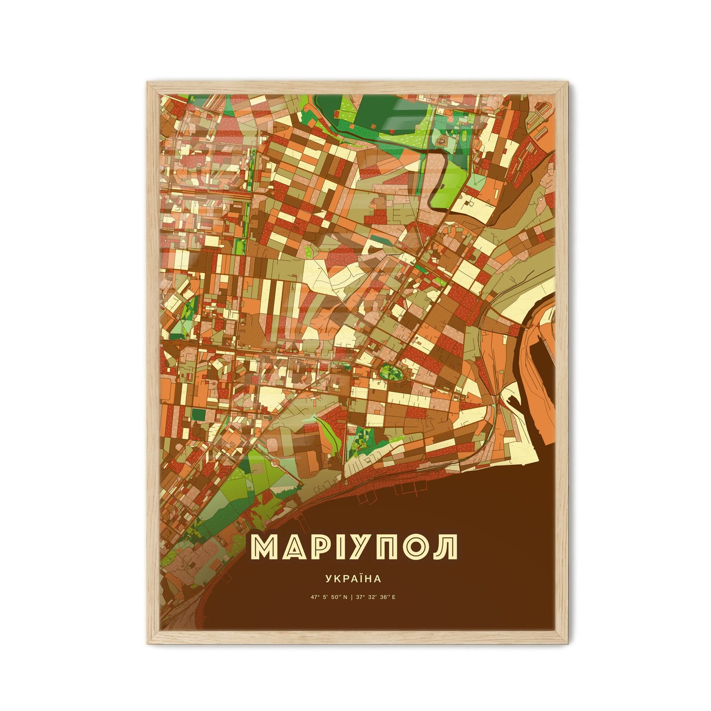 Colorful MARIUPOL UKRAINE Fine Art Map Farmhouse